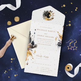 Celestial Black Guld Bröllop alla på en inbjudan