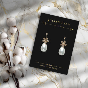 Celestial Black Guld Jewelry Earring Visning Visitkort