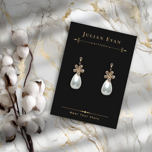 Celestial Black Guld Jewelry Earring Visning Visitkort (Celestial Black Gold Jewelry Earring Display Business Card)