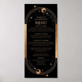 Celestial Black Guld Sol Måne Stars 30års födelsed Poster
