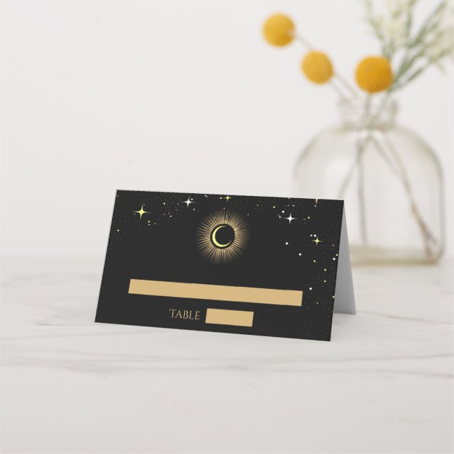 Celestial Black Mystical-Elegant Placeringskort (Framsida)