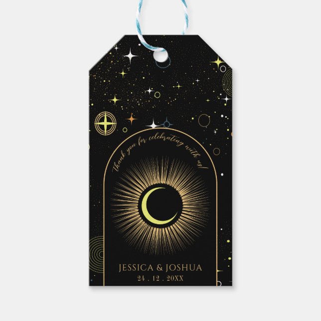 Celestial Black Mystical Star-damm Presentetikett (Framsidan)