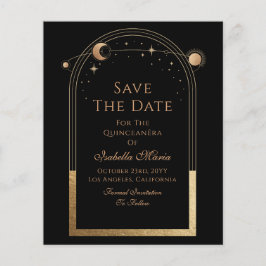 Celestial Black Save Date Birthday Quinceanera