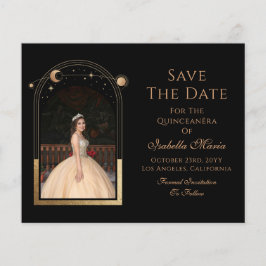 Celestial Black Save Date Birthday Quinceanera