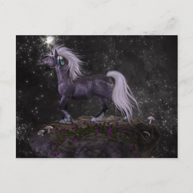 Celestial Black Unicorn Vykort (Framsida)