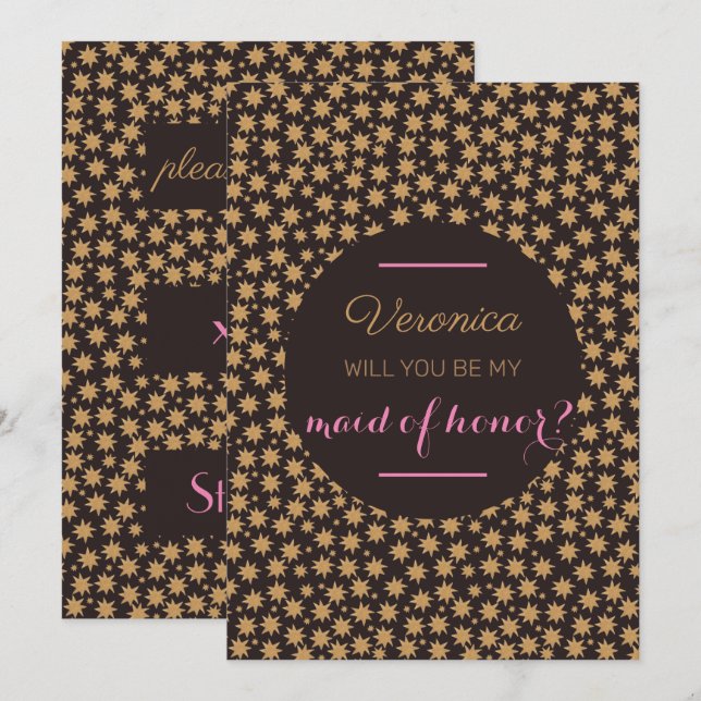 Celestial, blir du min Maid of honor Rosa Moody Inbjudningar (Fram/baksida)