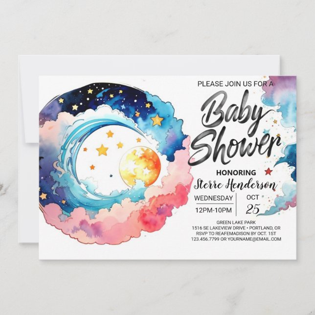 Celestial Bliss Baby Shower Inbjudningar (Framsida)