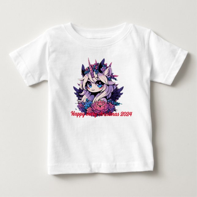 ’Celestial Blommar Unicorn’ T Shirt (Framsida)