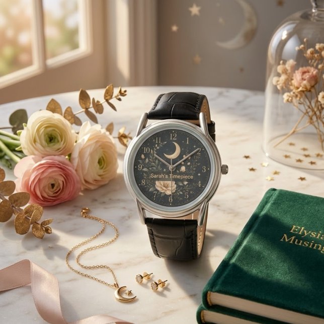 Celestial Blommig Månurklocka Armbandsur (Skapare uppladdad)