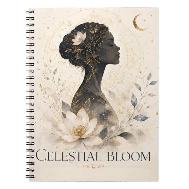 Celestial Bloom Blommig Fantasy Anteckningsbok  (Framsidan)