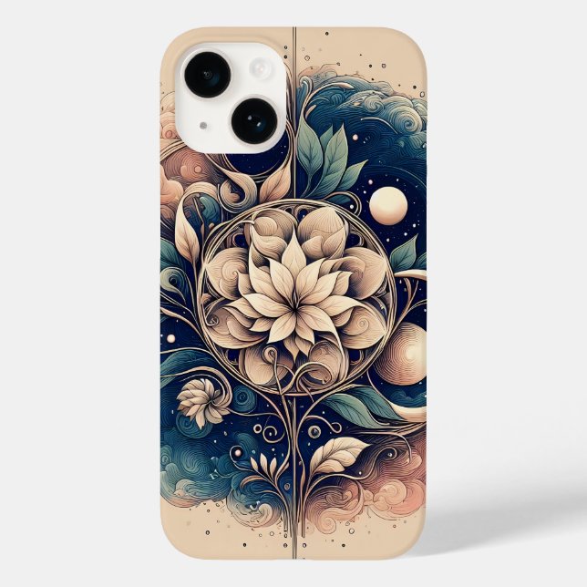 "Celestial Bloom - Mystic Blommigt Måne Art" (Baksida)