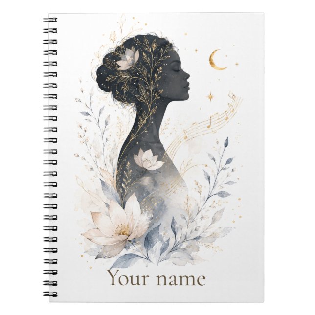 Celestial Bloom Personlig Blommig Anteckningsbok (Framsidan)