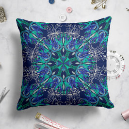 Celestial Bloom Pillow i Midnight Blue Kudde