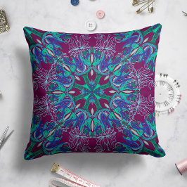 Celestial Bloom Pillow in Plum Kudde