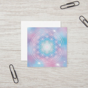 Celestial Bloom – Sakral Geometri Fyrkantigt Visitkort