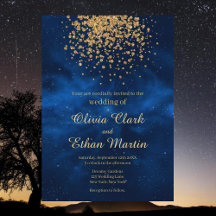 Celestial Blue Galaxy Guld Confetti Bröllop