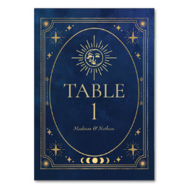 Celestial Blue Gothic Tarot Bröllop Bordsnummer