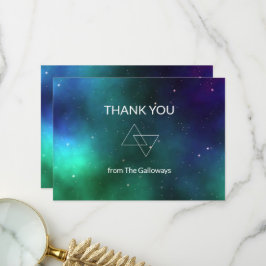 Celestial Blue Grönt Galaxy Cosmic Minimalist-Chic Tack Kort