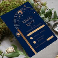 Celestial Blue Guld Sol Måne Stars Bröllop