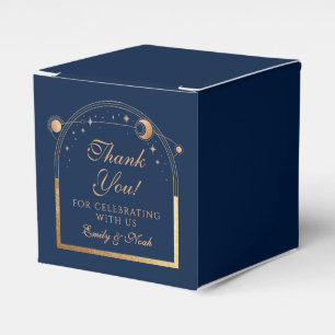 Celestial Blue Guld Sol Måne Stars Bröllop Presentaskar