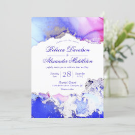 Celestial Blue Lila Jewel Tones Bläck Tvättar Inbjudningar