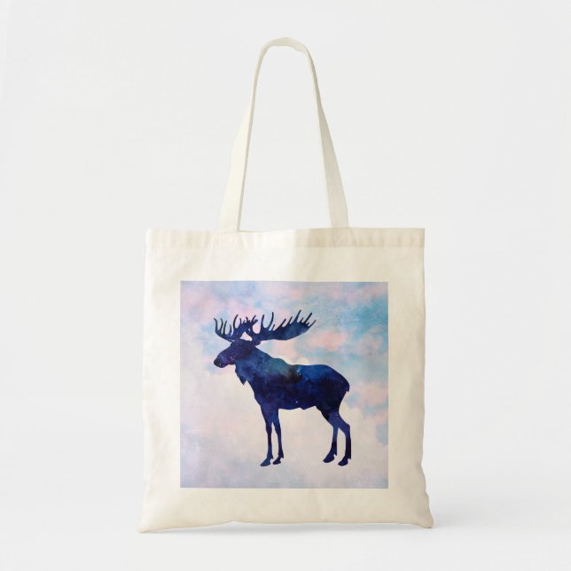 Celestial Blue Moose Silhouette Tygkasse (Framsidan)