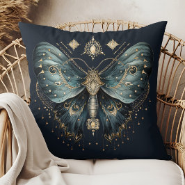 Celestial Blue Moth Witchmas Throw Pillow Kudde