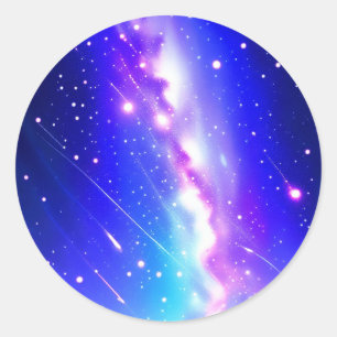 Celestial Blue och Rosa Galaxy Runt Klistermärke