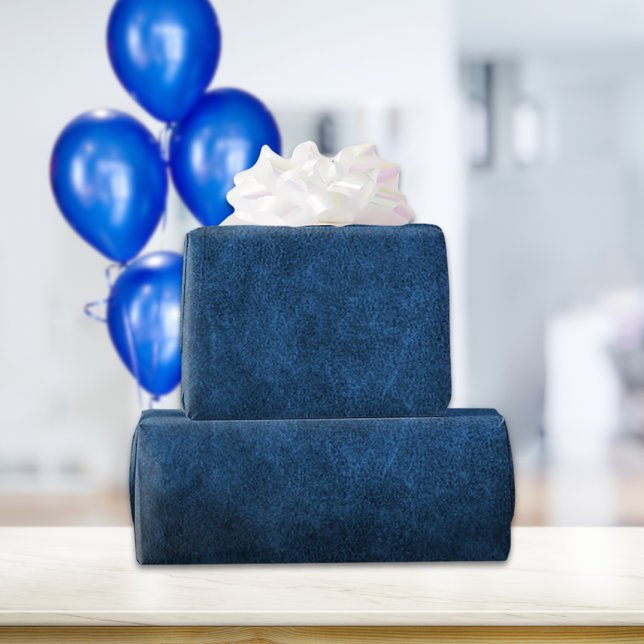 Celestial Blue Old World Faux Leather Presentpapper (Skapare uppladdad)