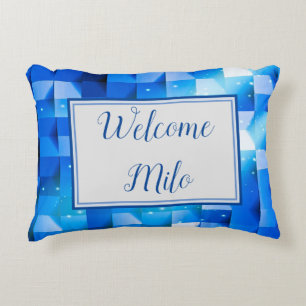 CELESTIAL BLUE PAPPER WEAVE WELCOME BABY Customize Prydnadskudde