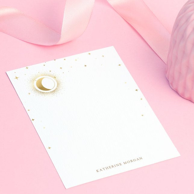 Celestial Blue Stars Måne Bröllop Anteckningskort (Skapare uppladdad)