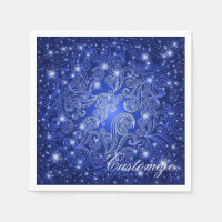 Celestial Blue Swirls & Stars Napkins