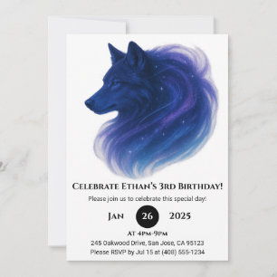 Celestial Blue Varg Birthday Inbjudningar