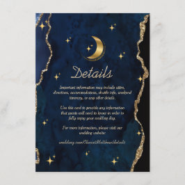 Celestial Blue Wedding Midnight Stars Moon  Tilläggskort