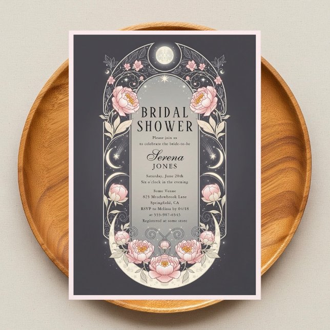 Celestial Blush Blossom Art Nouveau Bridal Shower Inbjudningar (Skapare uppladdad)