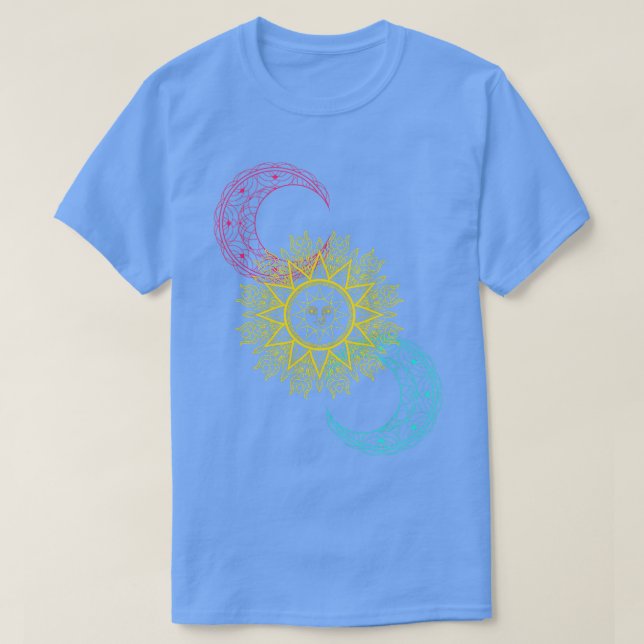 Celestial Bodies Galaxy Sol Måne Stars Rymden T Shirt (Design framsida)
