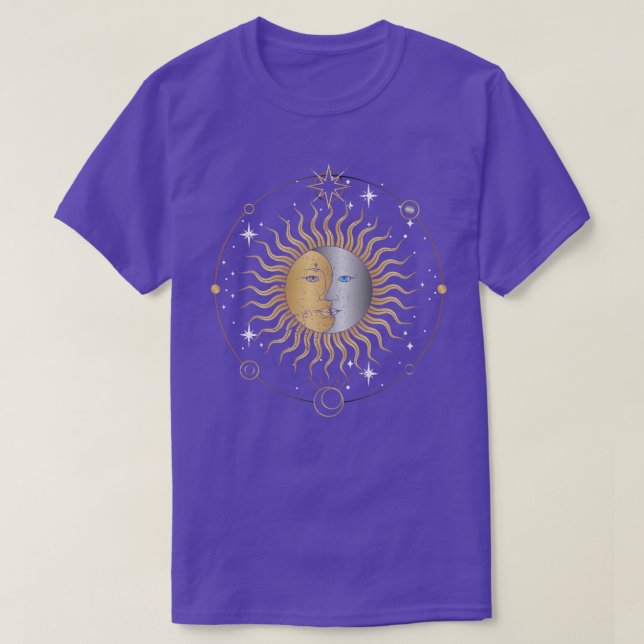 Celestial Bodies Måne Sol Bohoo Astrology T Shirt (Design framsida)