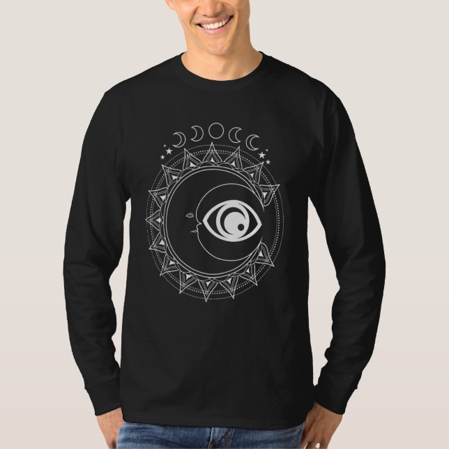 Celestial Body Måne Sol Gothic Witchcraft Pagan Oc T Shirt (Framsida)