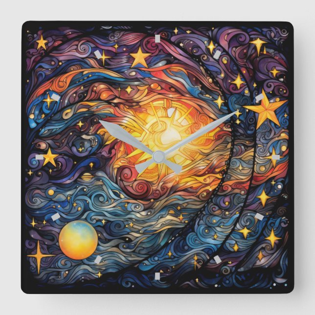 Celestial Bog Clock Fyrkantig Klocka (Framsida)