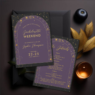 Celestial Boho Arch Bachelorette Party Itinerary Inbjudningar