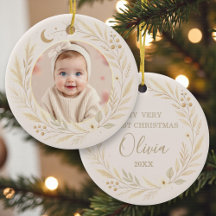 Celestial Boho Baby Första Julen Foto