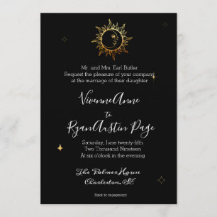 Celestial Boho Gold Foil Wedding bjudande Inbjudningar