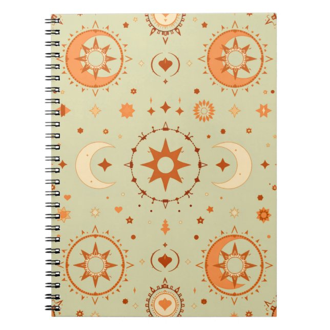 Celestial Boho Journal | Sol & Måne för journalför Anteckningsbok (Framsidan)