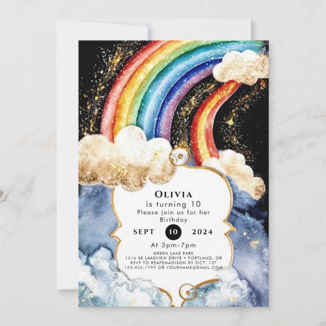 Celestial Boho Rainbow Birthday Inbjudningar (Framsida)