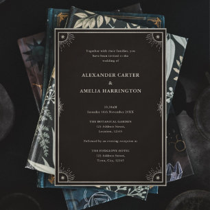 Celestial Boho Tarot Star Black Wedding-inbjudan Inbjudningar