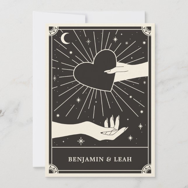Celestial Boho Tarot Wedding bjudande Inbjudningar (Framsida)