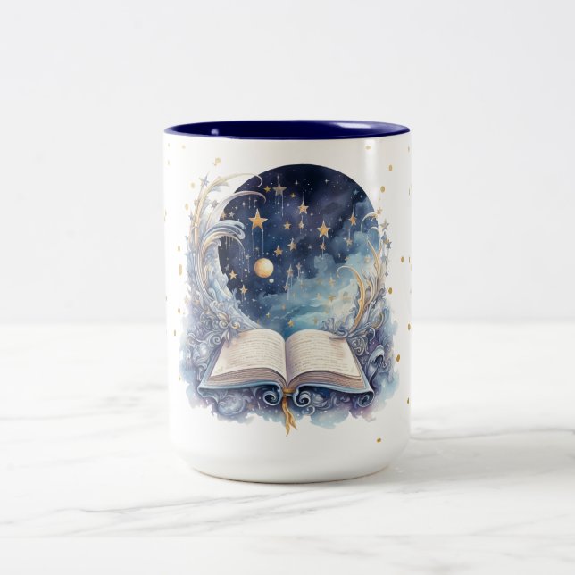Celestial bok design Två-Tonad mugg (Center)