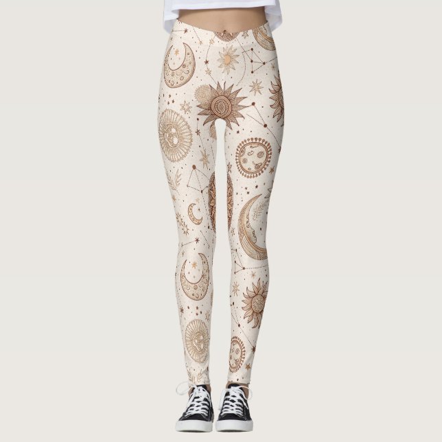 Celestial Botanical Pattern (2) Leggings (Framsida)