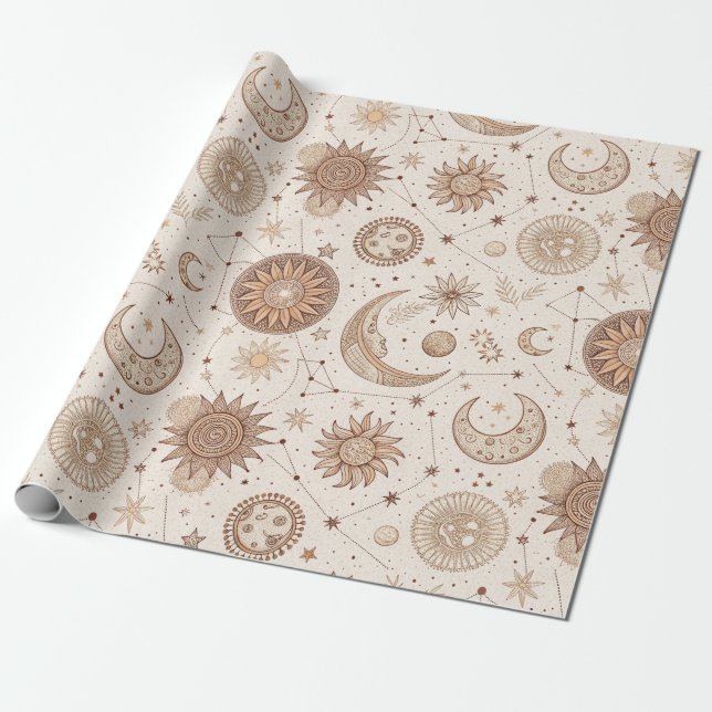 Celestial Botanical Pattern (2) Presentpapper (Utrullad)