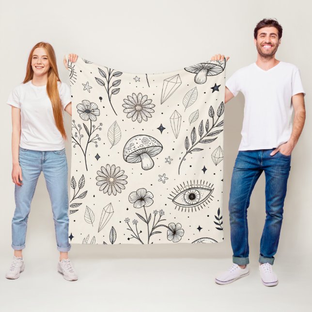 Celestial Botanical Pattern (3) Fleecefilt (På plats)